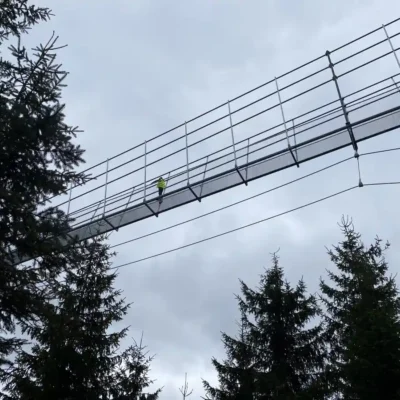 World's longest pedestrian suspension bridge from under