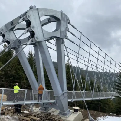 sideview pedestrian suspension bridge